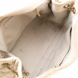 Pre Owned حقيبة كتف شانيل أكورديون سلسلة رترو جلد مبطنة بيج