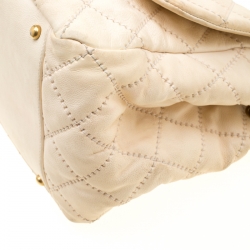 Pre Owned حقيبة كتف شانيل أكورديون سلسلة رترو جلد مبطنة بيج