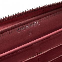 Chanel Pink Quilted Leather CC Zip Around Wallet