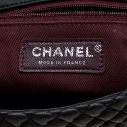 Pre Owned Chanel Black Leather Quilted Chocolate Bar Flap Bag 