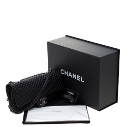 Pre Owned Chanel Black Leather Quilted Chocolate Bar Flap Bag 