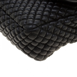 Pre Owned Chanel Black Leather Quilted Chocolate Bar Flap Bag 
