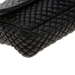 Pre Owned Chanel Black Leather Quilted Chocolate Bar Flap Bag 