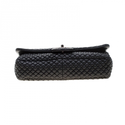 Pre Owned Chanel Black Leather Quilted Chocolate Bar Flap Bag 