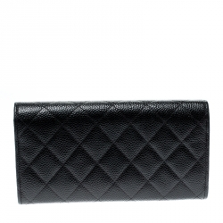 Pre Owned محفظة شانيل كونتيننتال مبطنة CC جلد كافيار سوداء