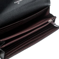 Pre Owned محفظة شانيل كونتيننتال مبطنة CC جلد كافيار سوداء