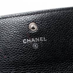 Pre Owned محفظة شانيل كونتيننتال مبطنة CC جلد كافيار سوداء