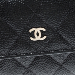 Pre Owned محفظة شانيل كونتيننتال مبطنة CC جلد كافيار سوداء