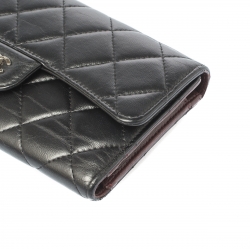 Chanel Black Quilted Leather Classic L Flap Wallet