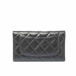 Chanel Black Quilted Leather Classic L Flap Wallet