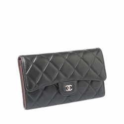 Chanel Black Quilted Leather Classic L Flap Wallet