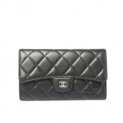 Chanel Black Quilted Leather Classic L Flap Wallet