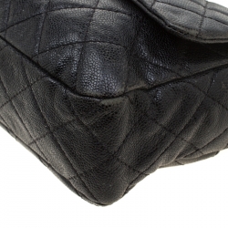 مملوكة مسبقًا حقيبة شانيل إيزي فلاب جلد كافيار أسود مبطن كبيرة