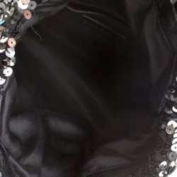 Pre Owned Chanel Black Sequins Embellished Summer Night Drawstring Bag
