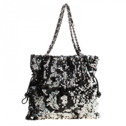 Chanel Summer Night Drawstring Tote Sequins Medium Black 393592