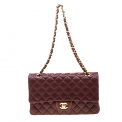 WHATS IN MY CHANEL BURGUNDY LAMBSKIN CLASSIC FLAP MEDIUM LARGE  YouTube