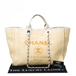 Pre Owned Chanel Beige Raffia Large Deauville Tote 
