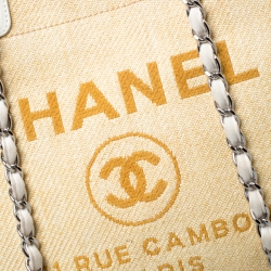 Pre Owned Chanel Beige Raffia Large Deauville Tote 