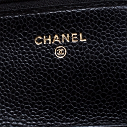 مملوكة مسبقًا Chanel Black Caviar Leather Wallet On Chain