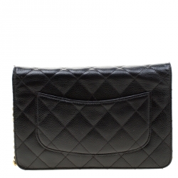 مملوكة مسبقًا Chanel Black Caviar Leather Wallet On Chain