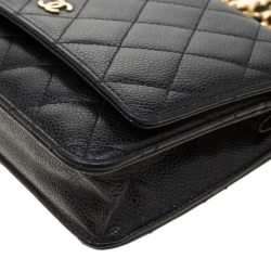 مملوكة مسبقًا Chanel Black Caviar Leather Wallet On Chain