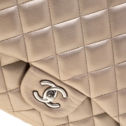 Pre Owned Chanel Rose Gold Quilted Leather Jumbo Classic Double Flap Bag