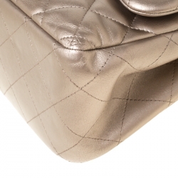 Pre Owned Chanel Rose Gold Quilted Leather Jumbo Classic Double Flap Bag