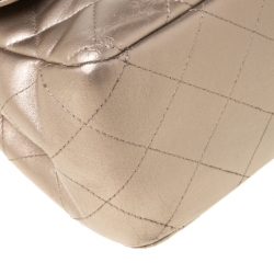 Pre Owned Chanel Rose Gold Quilted Leather Jumbo Classic Double Flap Bag