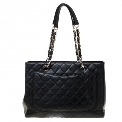 مملوكة مسبقًا حقيبة شانيل غراند GST شوبر جلد كافيار أسود مبطن 