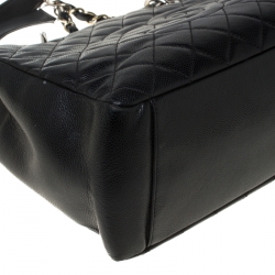 مملوكة مسبقًا حقيبة شانيل غراند GST شوبر جلد كافيار أسود مبطن 