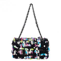 Pre Owned Chanel Limited Edition Scarf-Woven Lambskin Classic Flap Bag