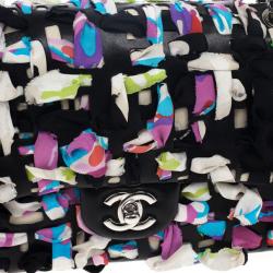 Pre Owned Chanel Limited Edition Scarf-Woven Lambskin Classic Flap Bag