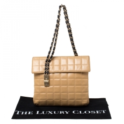 Pre Owned Chanel Beige/Black Quilted Leather Choco Bar Reissue Shoulder Bag  