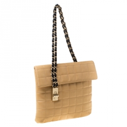 Pre Owned Chanel Beige/Black Quilted Leather Choco Bar Reissue Shoulder Bag  