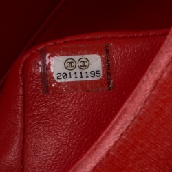 Pre Owned Chanel Coral Orange Quilted Velvet Medium Classic Double Flap Bag