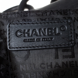 Pre Owned Chanel Black Pleated Leather Rings CC Flap Shoulder Bag