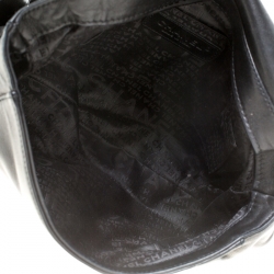 Pre Owned Chanel Black Pleated Leather Rings CC Flap Shoulder Bag