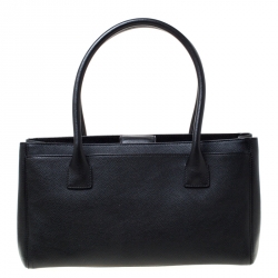 Pre Owned حقيبة يد شانيل سيرف شوبينغ جلد سوداء