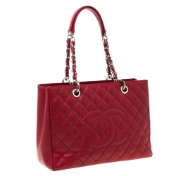 مملوكة مسبقًا حقيبة شانيل غراند GST شوبر جلد كافيار أسود مبطن 