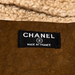 Pre Owned Chanel Tan/Beige Suede and Mouton Fur Reissue Shoulder Bag