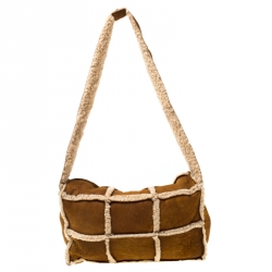 Pre Owned Chanel Tan/Beige Suede and Mouton Fur Reissue Shoulder Bag