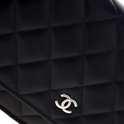 Pre Owned Chanel Dark Navy Quilted Leather WOC Chain Bag