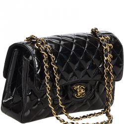 مملوكة مسبقًا Chanel Black Small Patent Leather Double Sided Bag