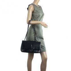 Pre Owned Chanel Classic Black Python Jumbo Flap Bag