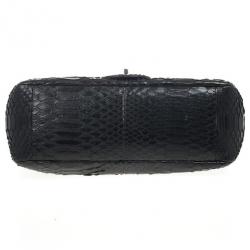 Pre Owned Chanel Classic Black Python Jumbo Flap Bag