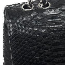 Pre Owned Chanel Classic Black Python Jumbo Flap Bag