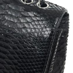 Chanel Classic Black Python Jumbo Flap Bag