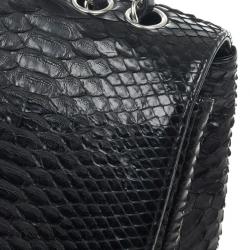 Pre Owned Chanel Classic Black Python Jumbo Flap Bag