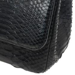 Chanel Classic Black Python Jumbo Flap Bag