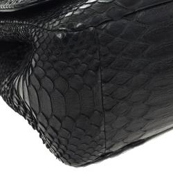 Chanel Classic Black Python Jumbo Flap Bag